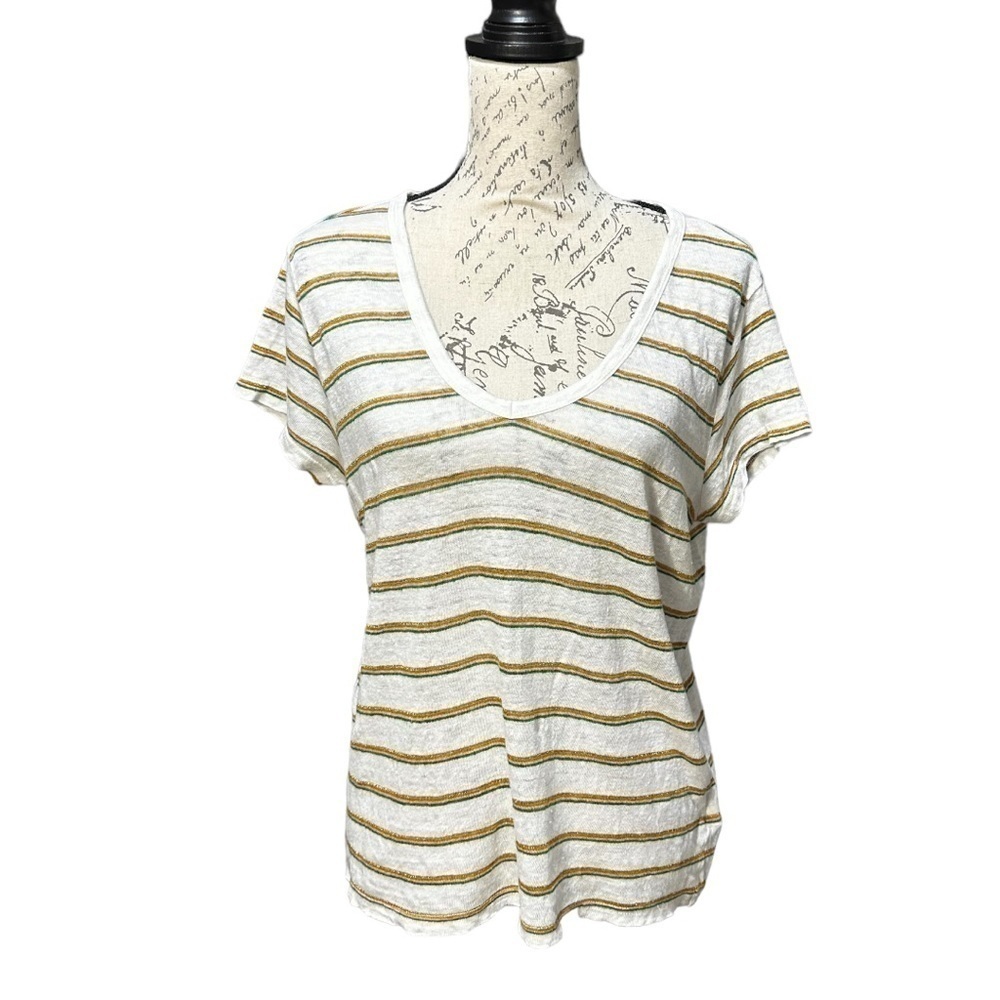 Banana Republic Stripe Linen T-shirt Size Medium
